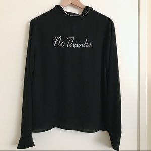 “No Thanks” Button Down Pajama Top